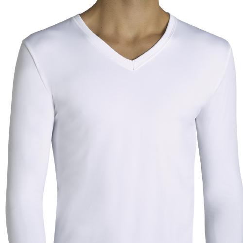 Camiseta Barata Hombre Térmica Cuello Pico Manga Larga Ysabel Mora Color  Blanco Talla S (48)